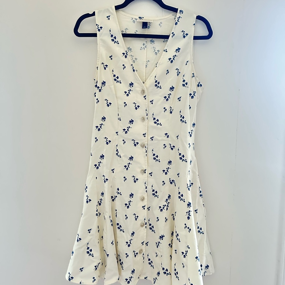 Universal Thread Cream and Blue Sleeveless Sundress